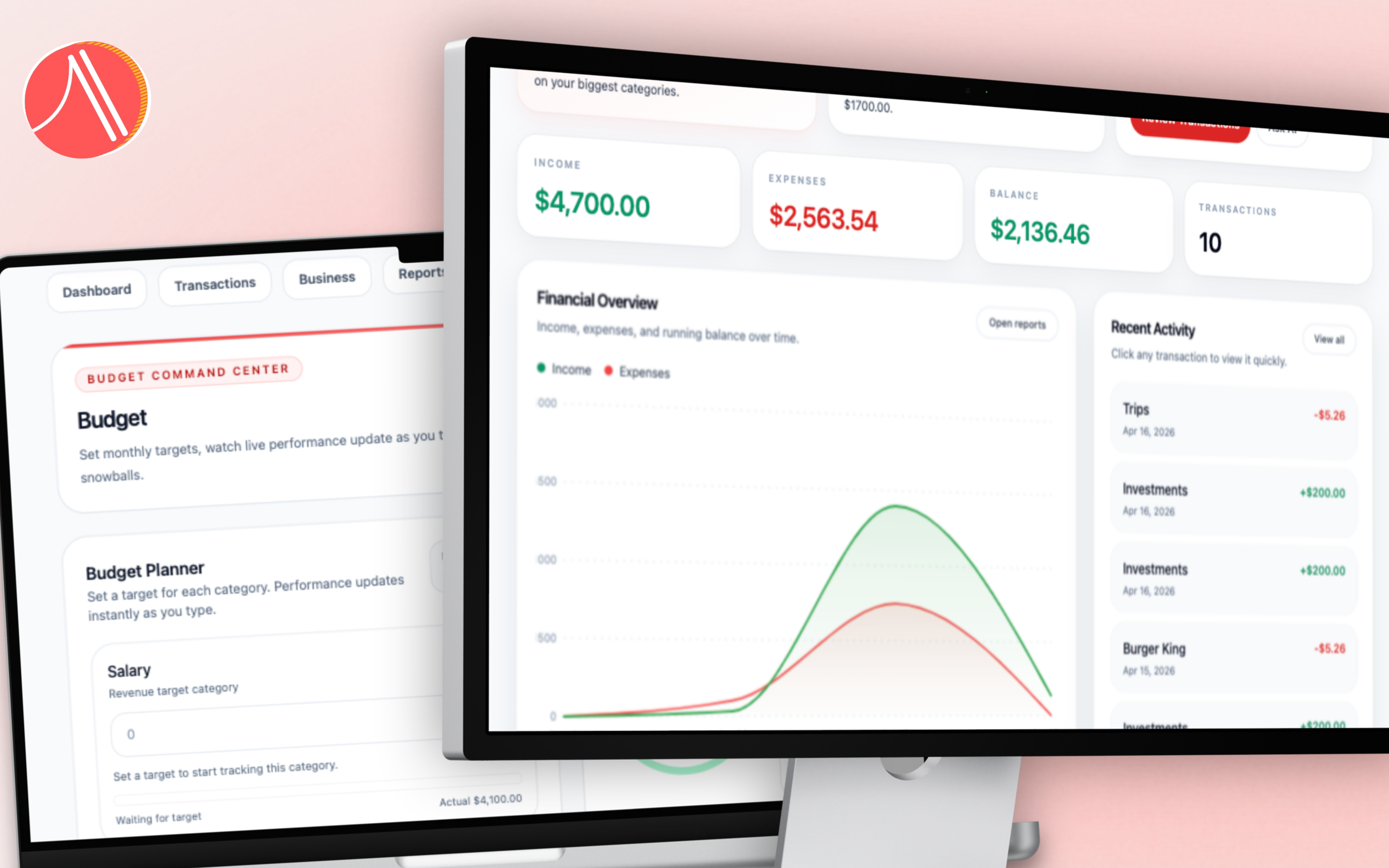 Albdy premium dashboard mockup on desktop displays